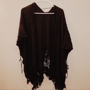 black laced detail free people shawl